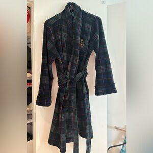 Ralph Lauren Dark Green Plaid Fleece Robe